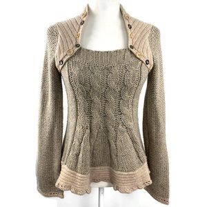 Anthropologie Beige Cable Knit Sweater